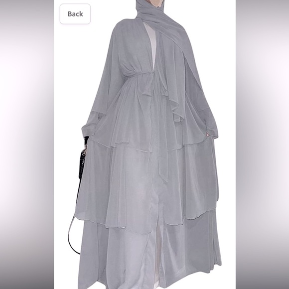 Silver gray abaya without matching hijab: NEW - Picture 2 of 3